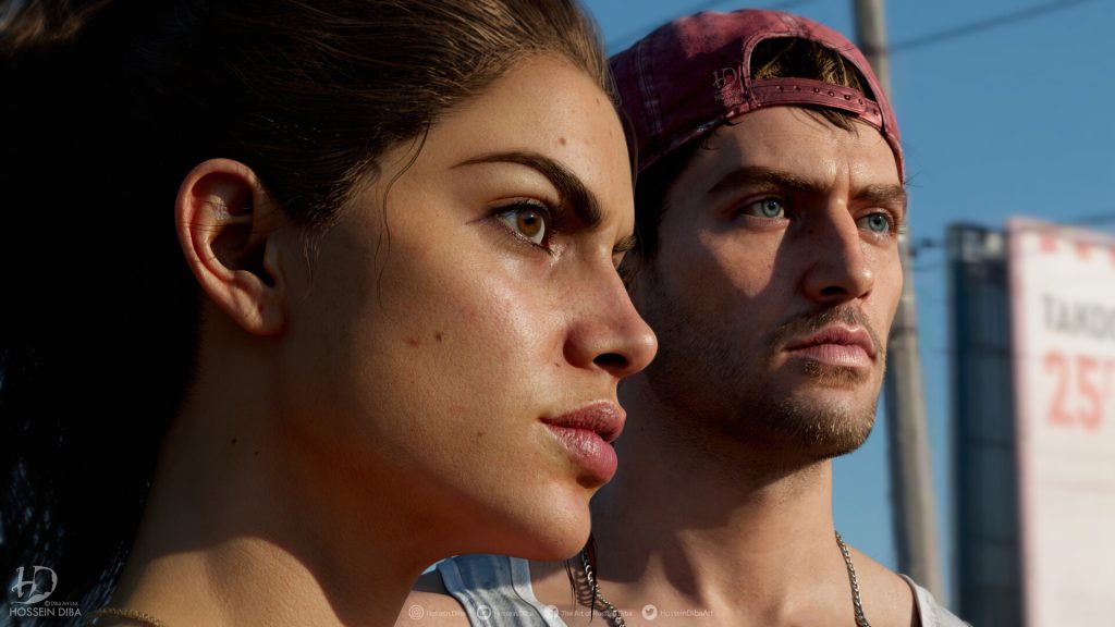3D Models of Jason and Lucia in GTA 6 highlighting clothing and environmental interaction