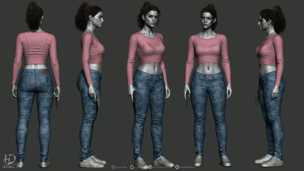 3D Model of Lucia in GTA 6 showcasing detailed skin textures and jewelry