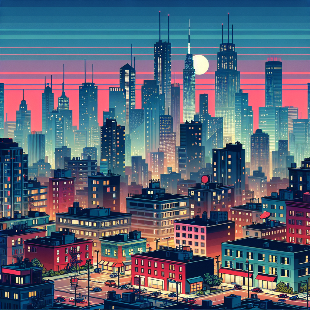 Liberty City skyline at dusk