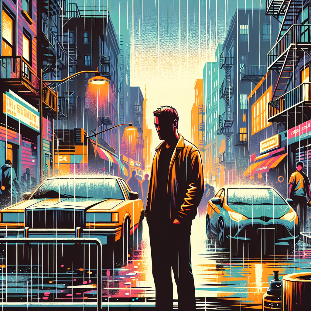 Lifelike character in rain