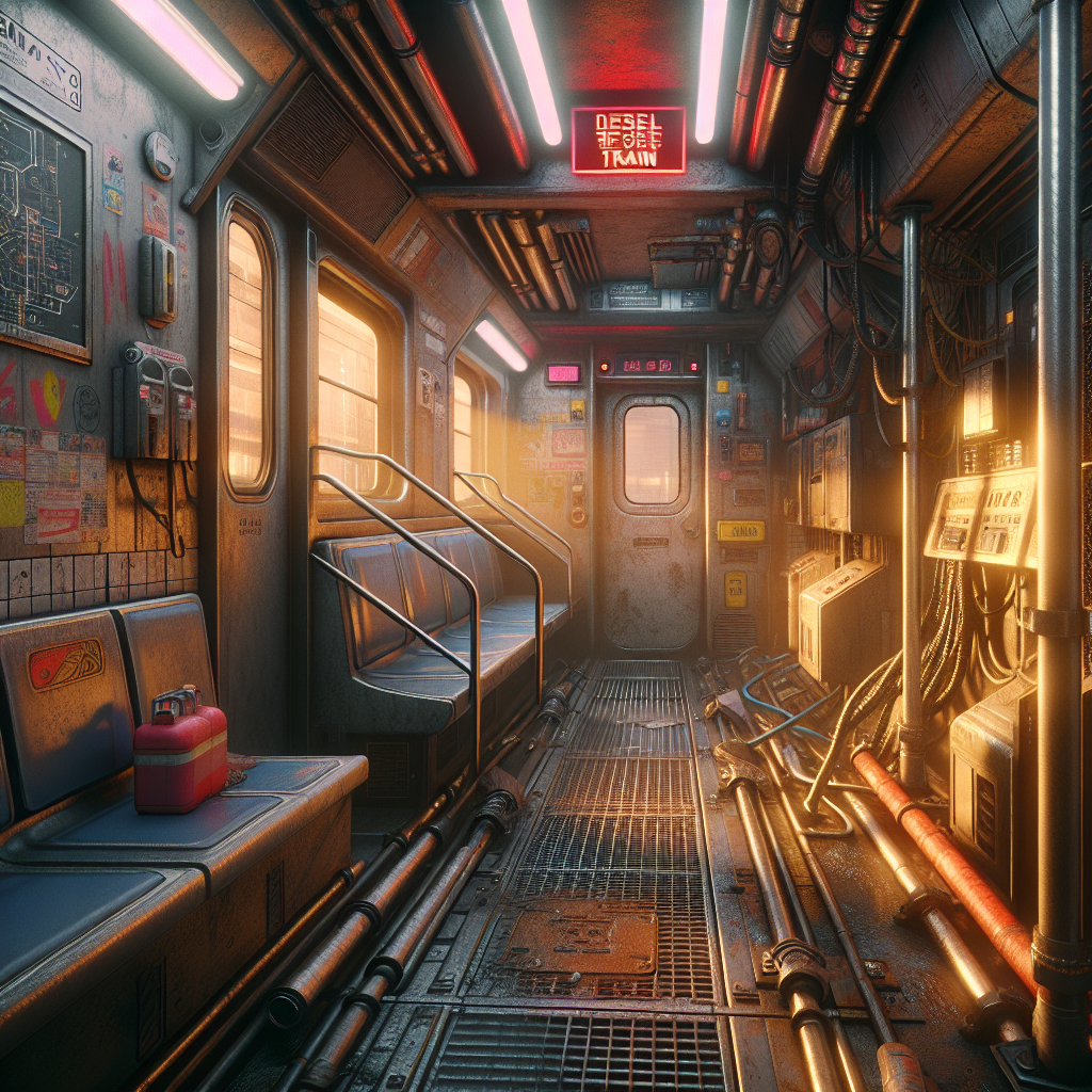 Enterable diesel train interior