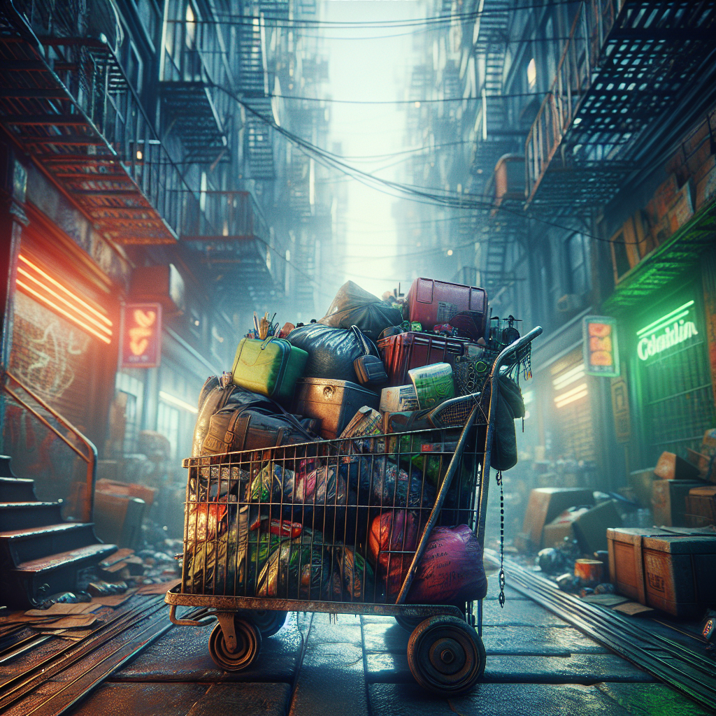 Weathered trolley with belongings