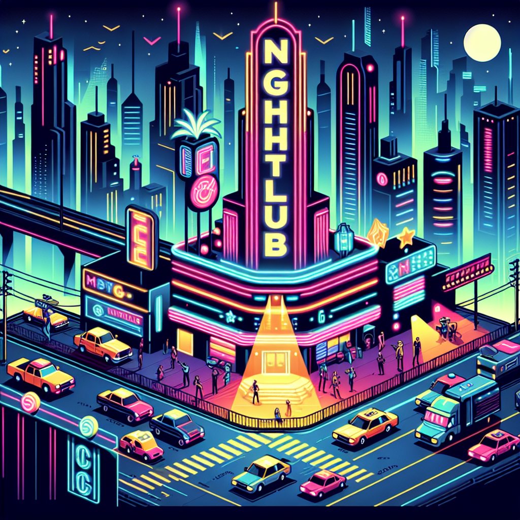 Neon-lit Vice City nightclub