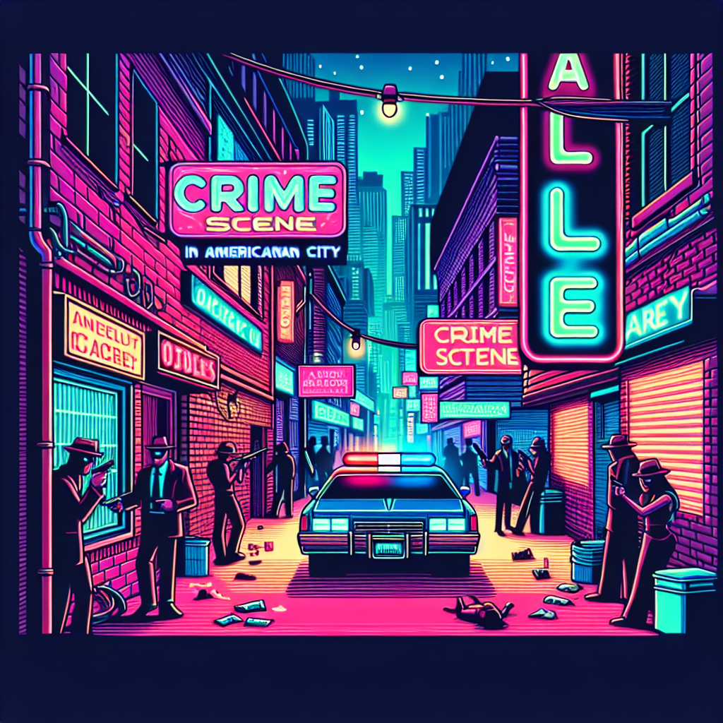 Neon-lit crime scene alley