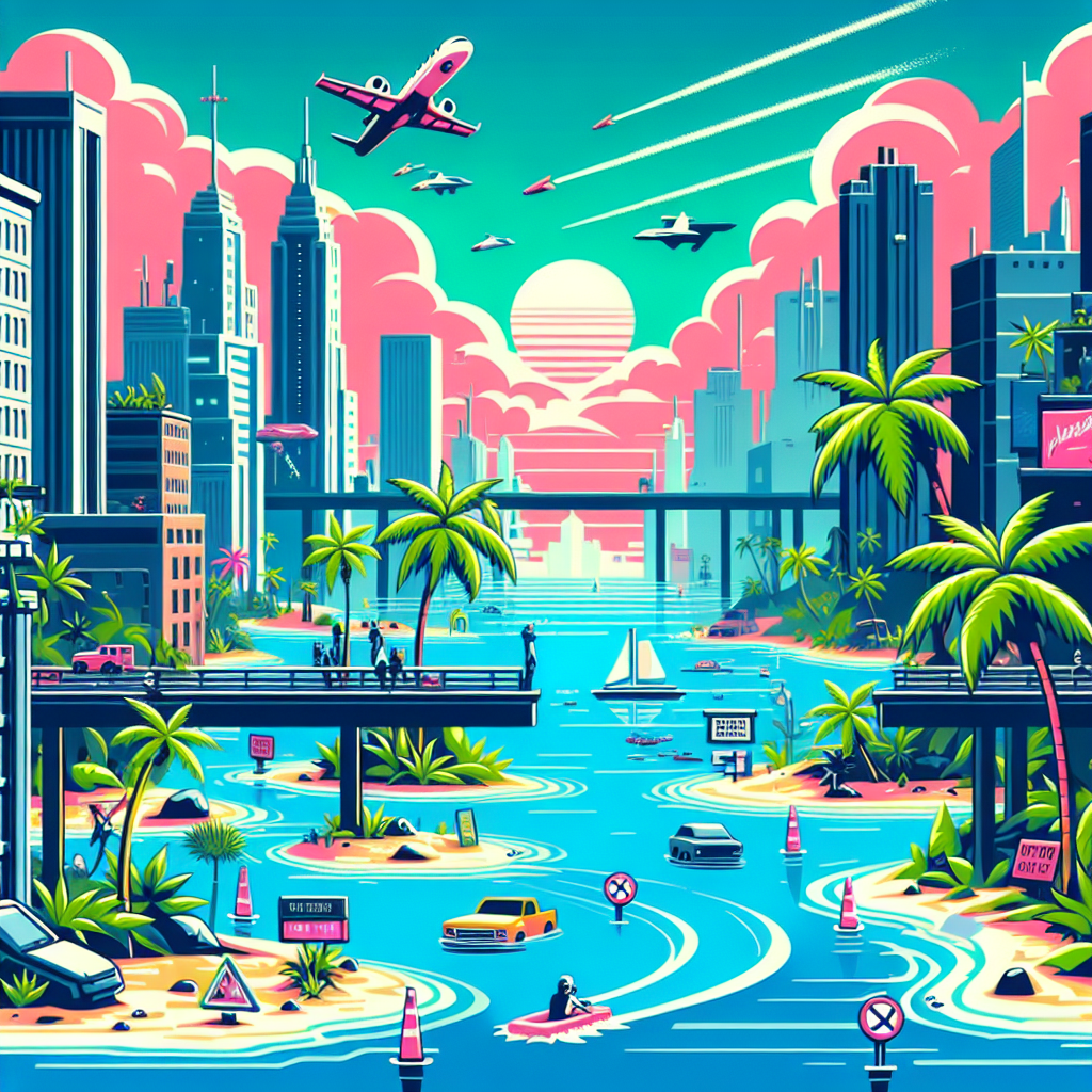 Tropical waterway with markers