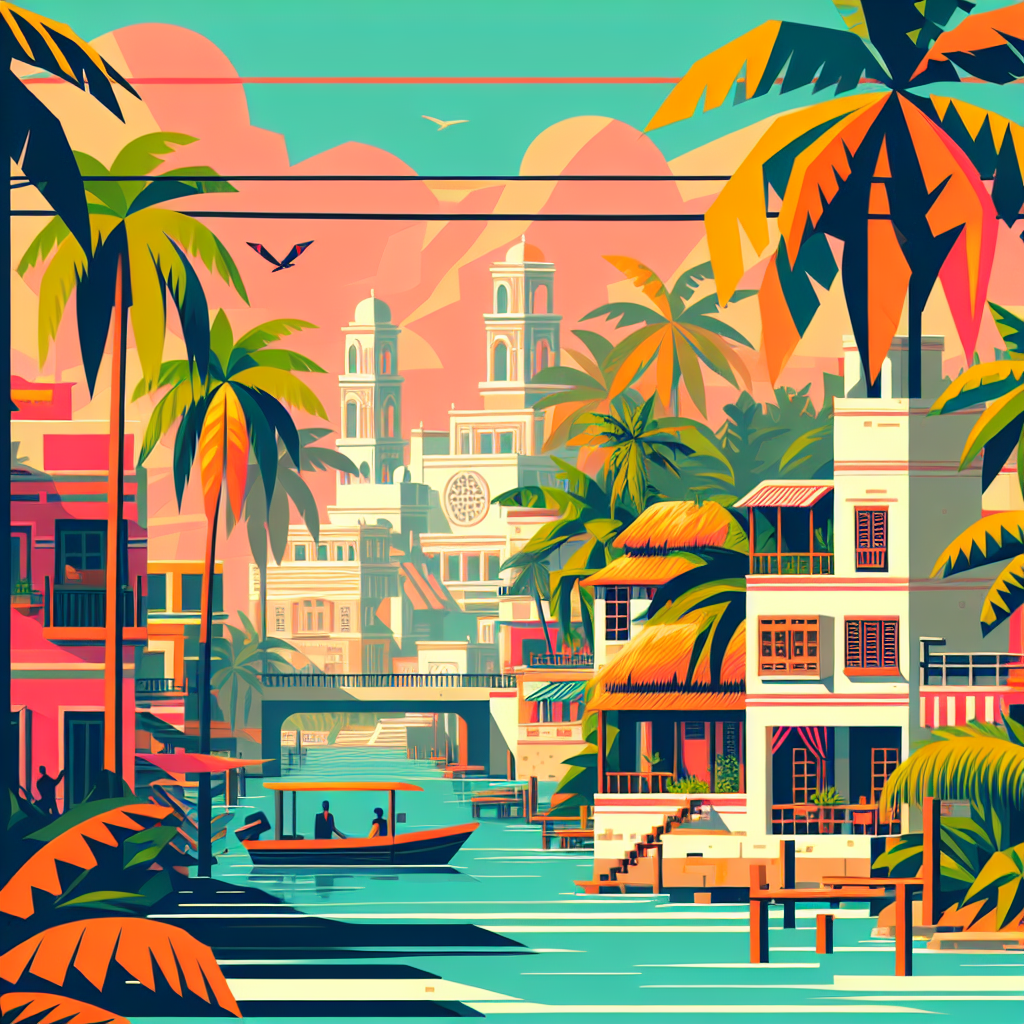 Vibrant tropical waterway scene
