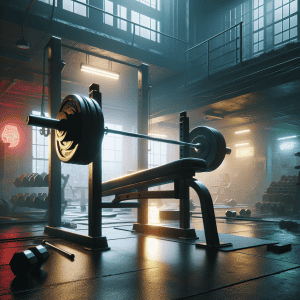 Gym bench press scene