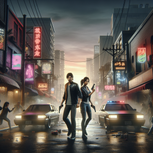 Romantic crime duo in action