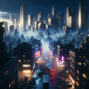 Supernatural urban cityscape scene