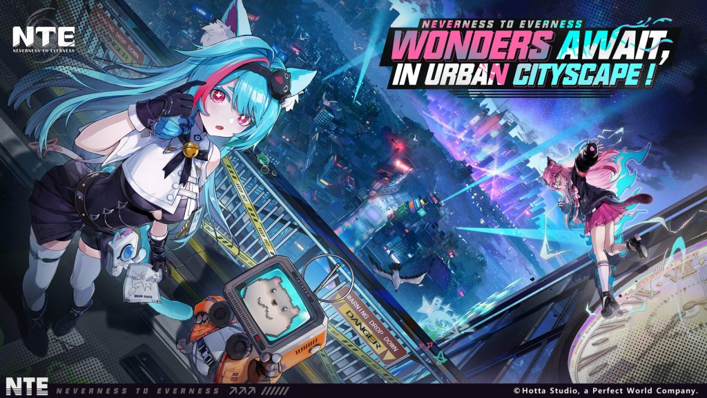 NTE game key art showcasing anime-style graphics and urban environment